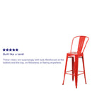Commercial Grade 30" High Red Metal Indoor-Outdoor Barstool with Removable Back