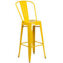 Commercial Grade 30" High Yellow Metal Indoor-Outdoor Barstool with Removable Back