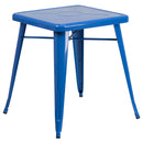 Commercial Grade 23.75" Square Blue Metal Indoor-Outdoor Table