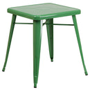 Commercial Grade 23.75" Square Green Metal Indoor-Outdoor Table