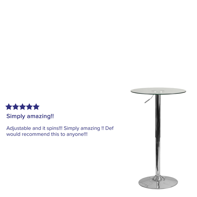 23.5'' Round Adjustable Height Glass Table (Adjustable Range 33.5'' - 41'')