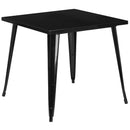 Commercial Grade 31.75" Square Black Metal Indoor-Outdoor Table