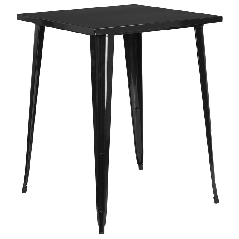 Commercial Grade 31.5" Square Black Metal Indoor-Outdoor Bar Height Table