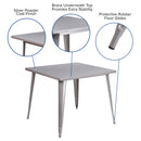 Commercial Grade 35.5" Square Silver Metal Indoor-Outdoor Table