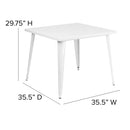 Commercial Grade 35.5" Square White Metal Indoor-Outdoor Table