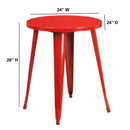 Commercial Grade 24" Round Red Metal Indoor-Outdoor Table