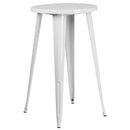 Commercial Grade 24" Round White Metal Indoor-Outdoor Bar Height Table