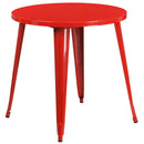 Commercial Grade 30" Round Red Metal Indoor-Outdoor Table