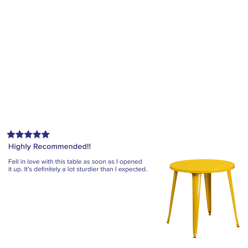 Commercial Grade 30" Round Yellow Metal Indoor-Outdoor Table