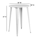 Commercial Grade 30" Round White Metal Indoor-Outdoor Bar Height Table