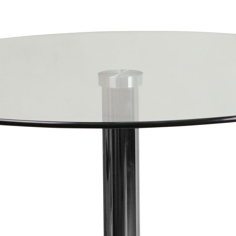 23.5'' Round Glass Table with 35.5''H Chrome Base