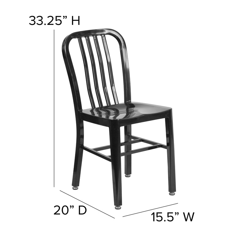 Commercial Grade Black Metal Indoor-Outdoor Chair