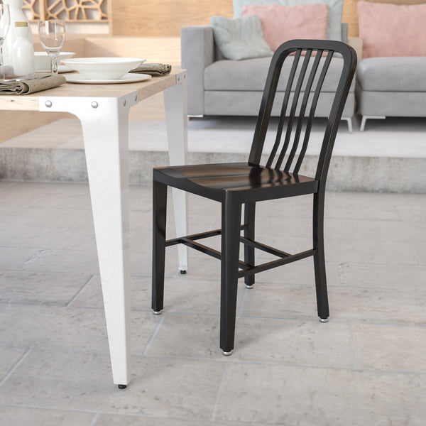 Commercial Grade Black Metal Indoor-Outdoor Chair