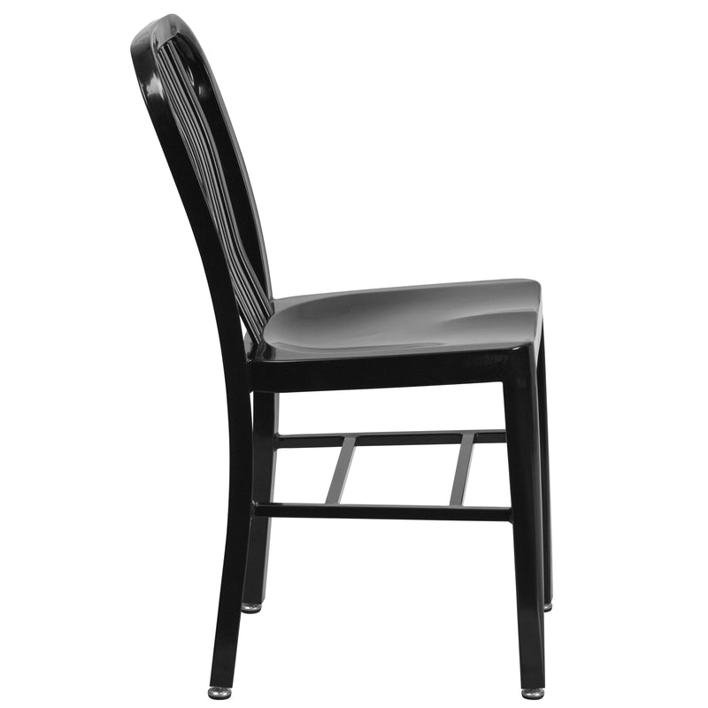 Commercial Grade Black Metal Indoor-Outdoor Chair