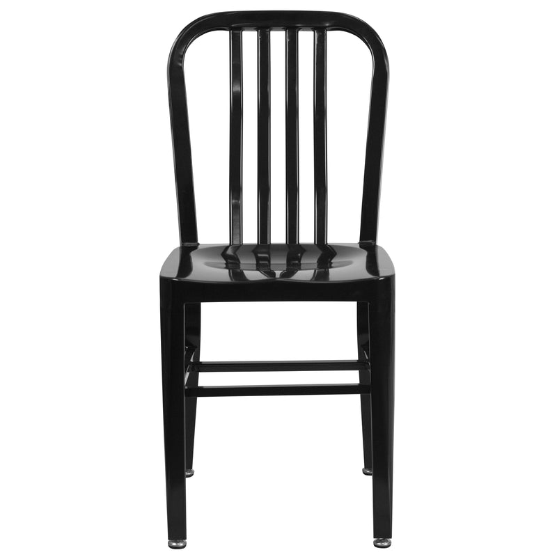 Commercial Grade Black Metal Indoor-Outdoor Chair