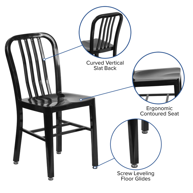 Commercial Grade Black Metal Indoor-Outdoor Chair