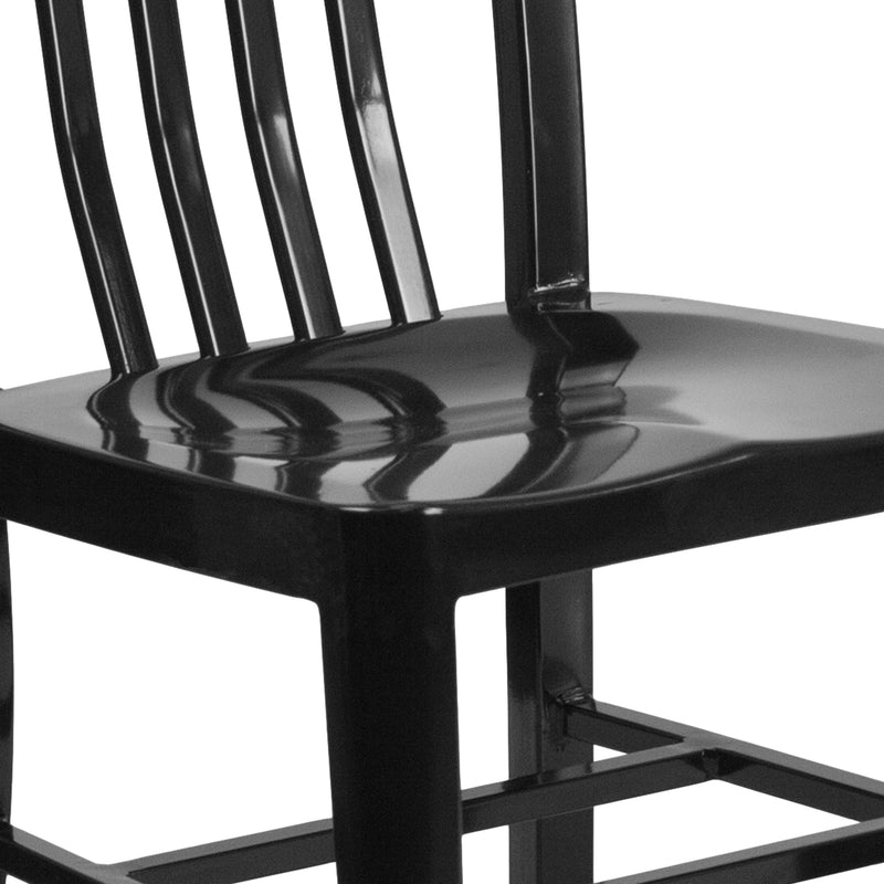 Commercial Grade Black Metal Indoor-Outdoor Chair