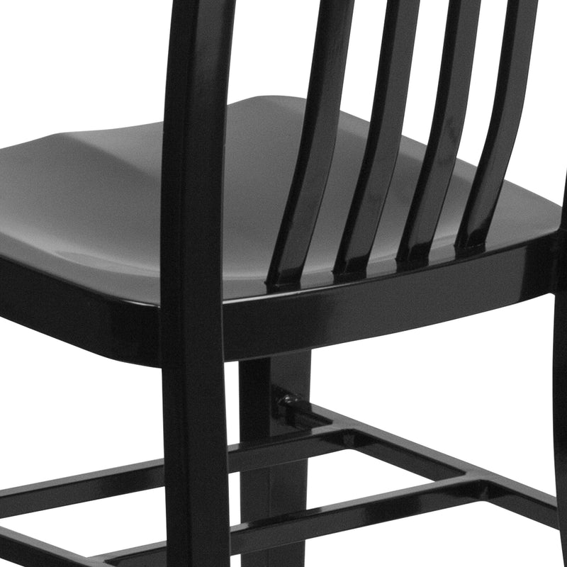 Commercial Grade Black Metal Indoor-Outdoor Chair