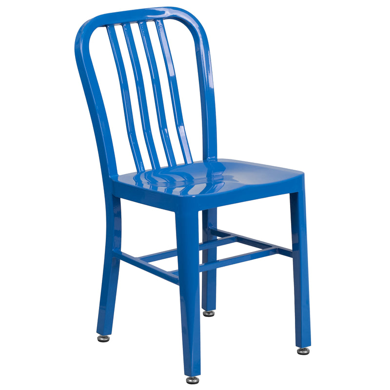 Commercial Grade Blue Metal Indoor-Outdoor Chair