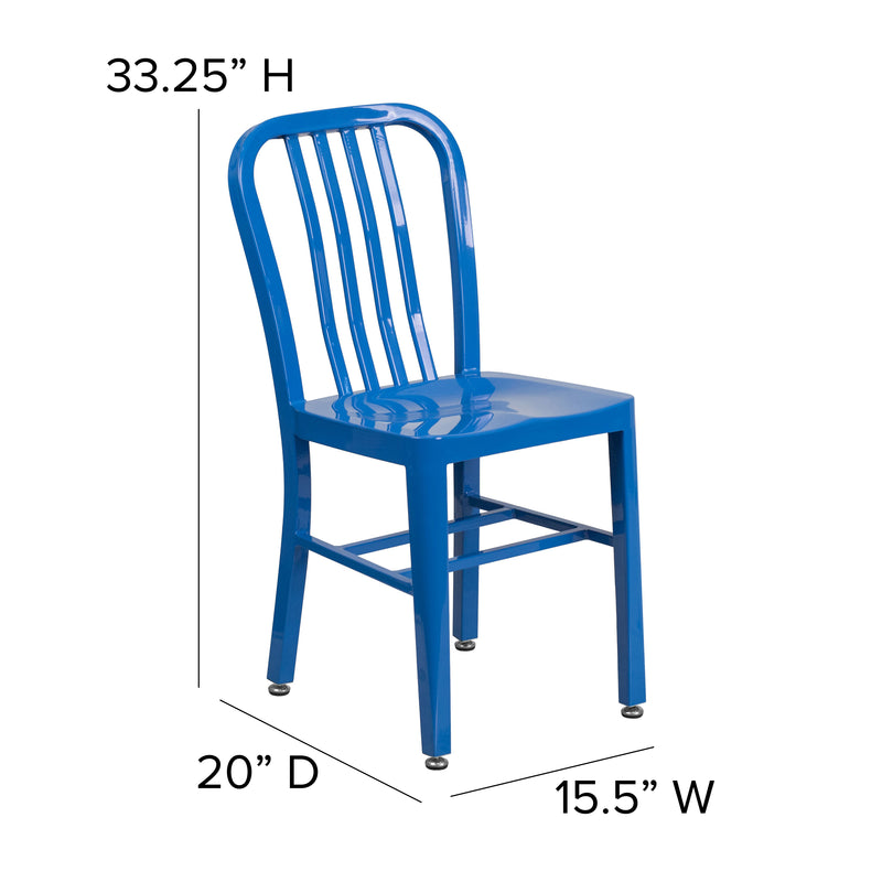 Commercial Grade Blue Metal Indoor-Outdoor Chair