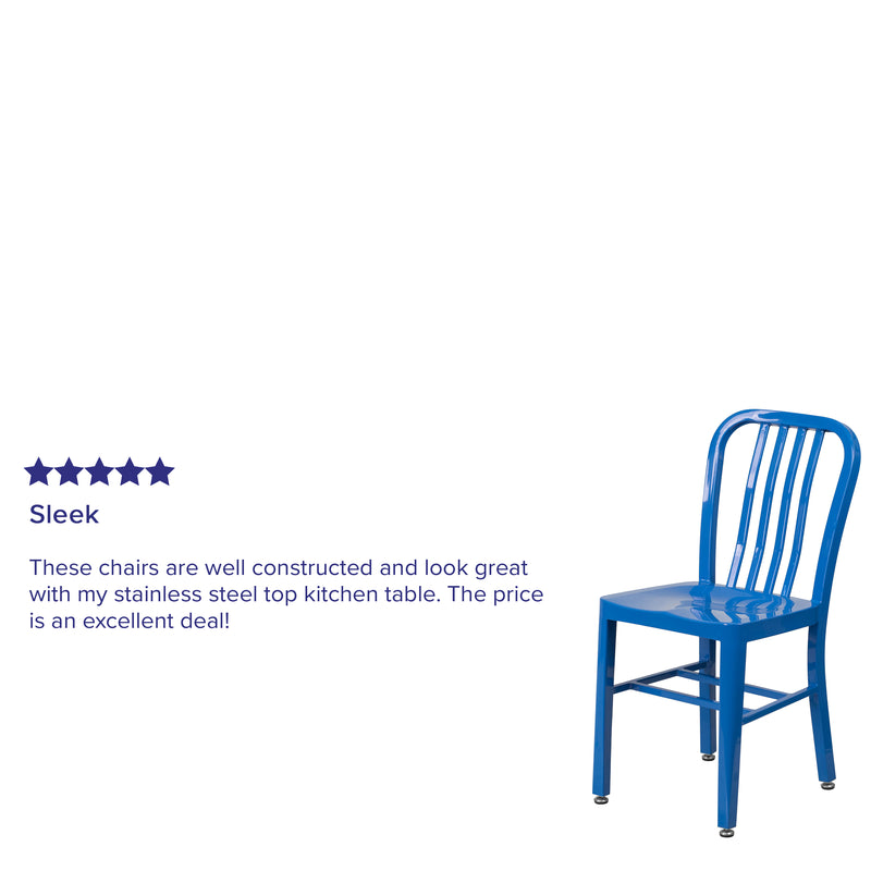 Commercial Grade Blue Metal Indoor-Outdoor Chair