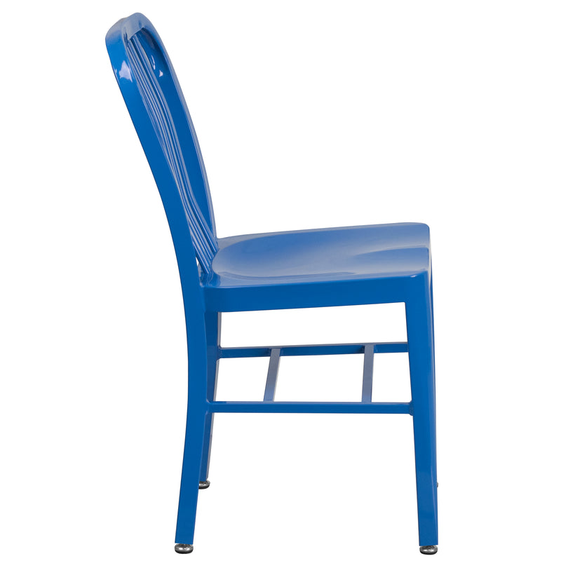 Commercial Grade Blue Metal Indoor-Outdoor Chair