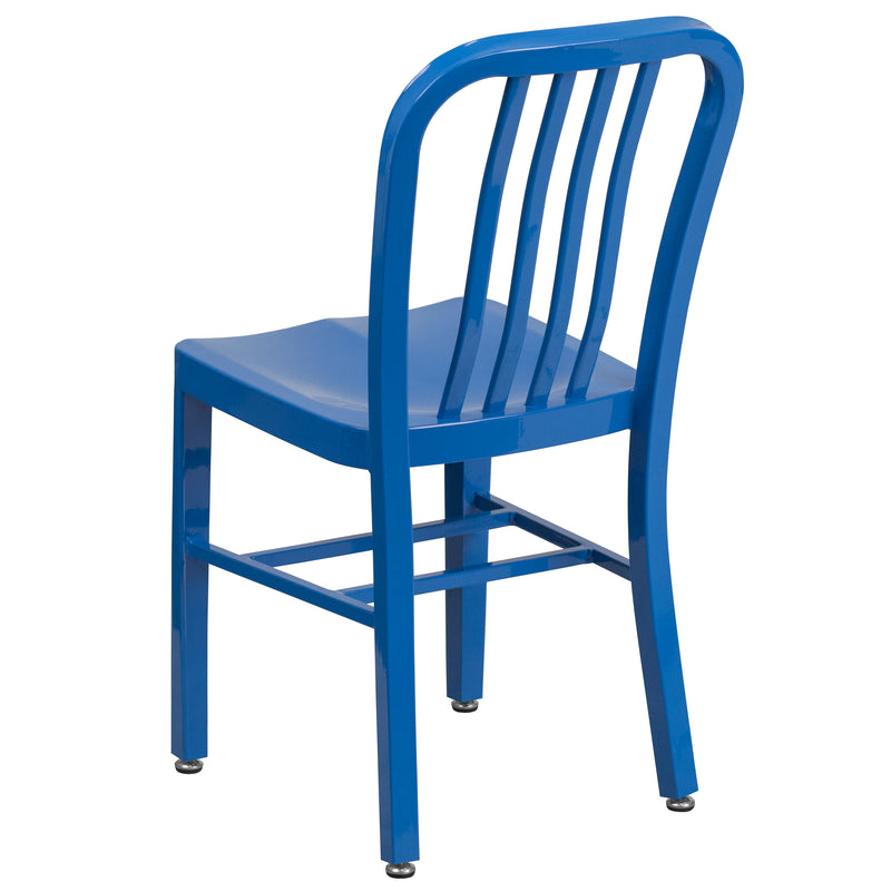 Commercial Grade Blue Metal Indoor-Outdoor Chair