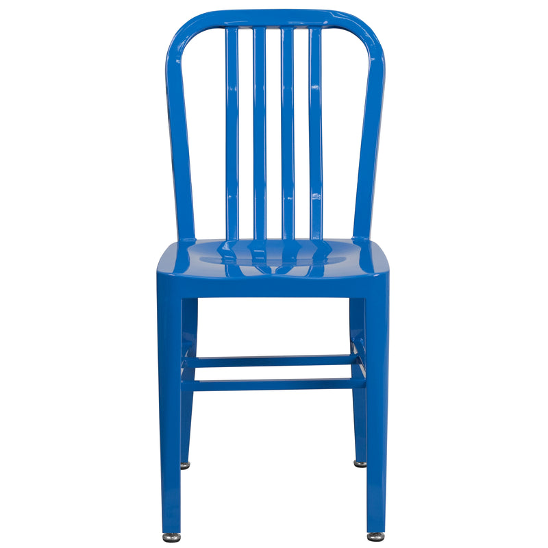 Commercial Grade Blue Metal Indoor-Outdoor Chair