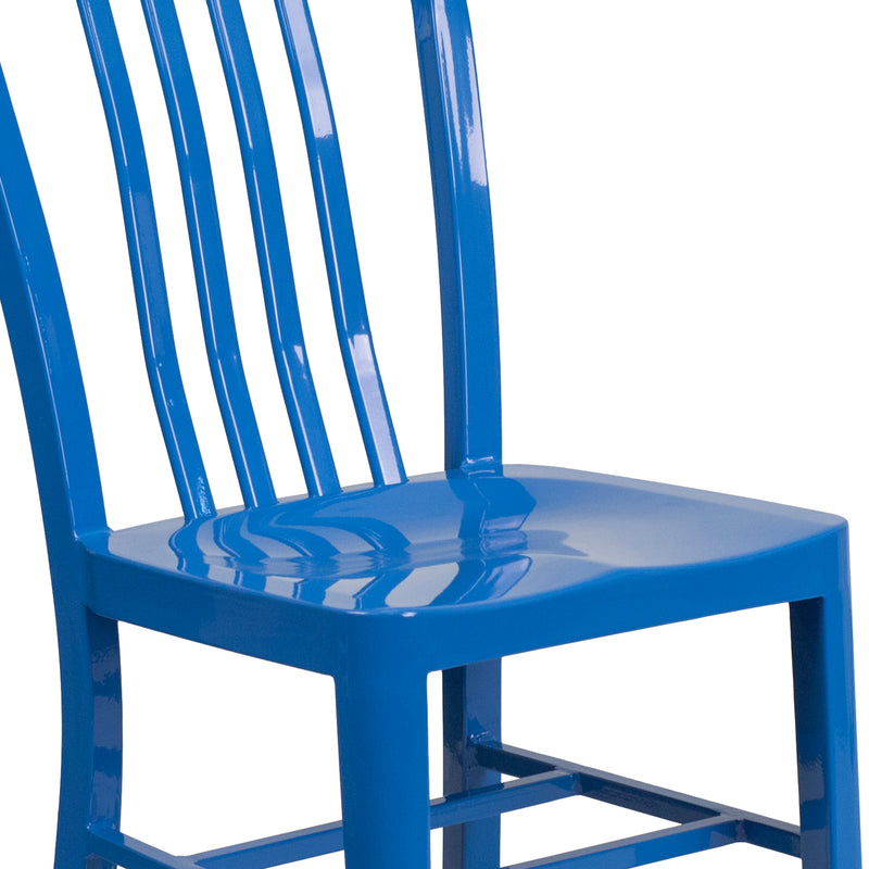 Commercial Grade Blue Metal Indoor-Outdoor Chair