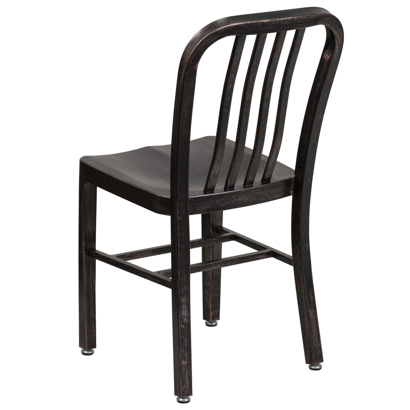 Commercial Grade Black-Antique Gold Metal Indoor-Outdoor Chair