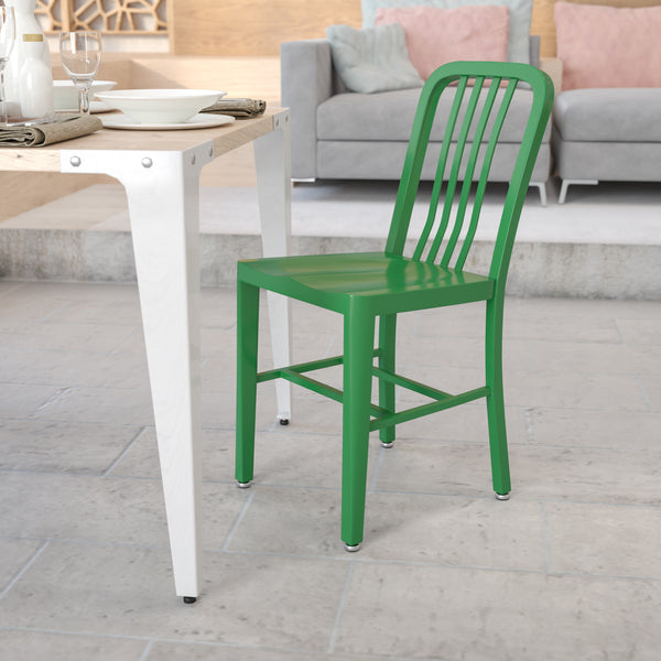 Commercial Grade Green Metal Indoor-Outdoor Chair