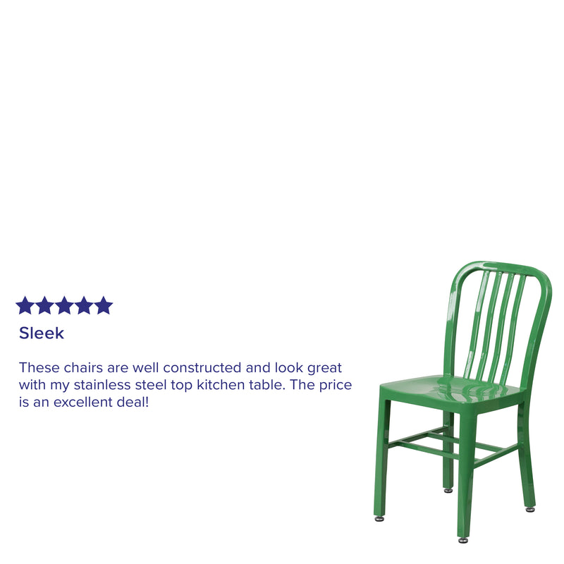 Commercial Grade Green Metal Indoor-Outdoor Chair