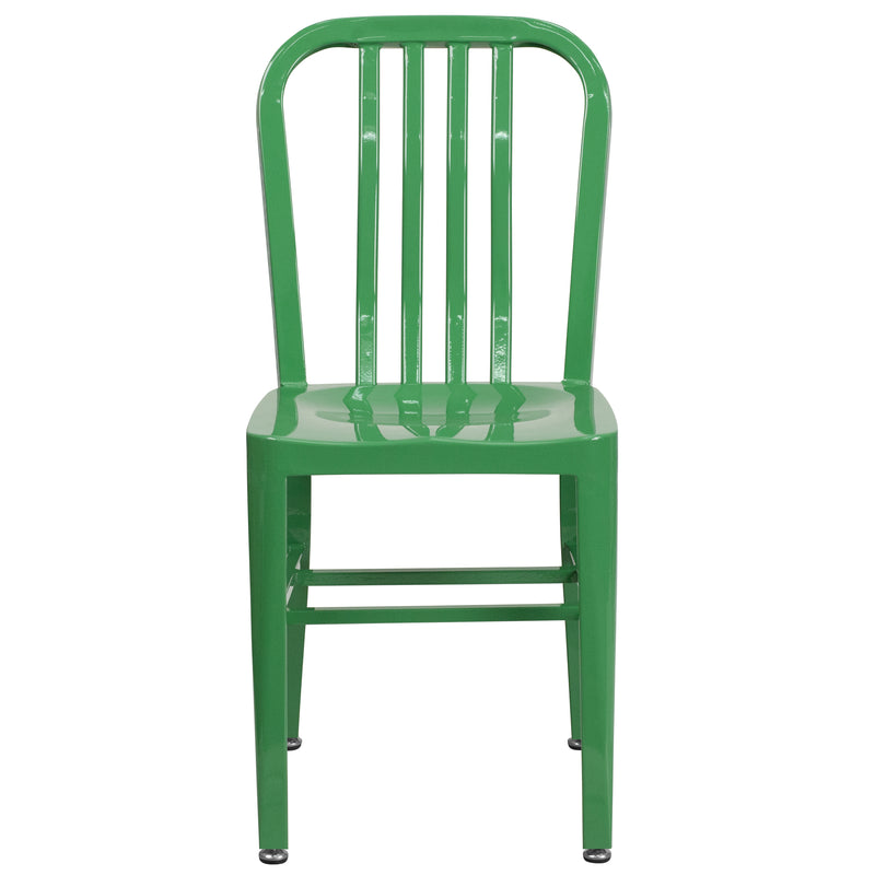 Commercial Grade Green Metal Indoor-Outdoor Chair