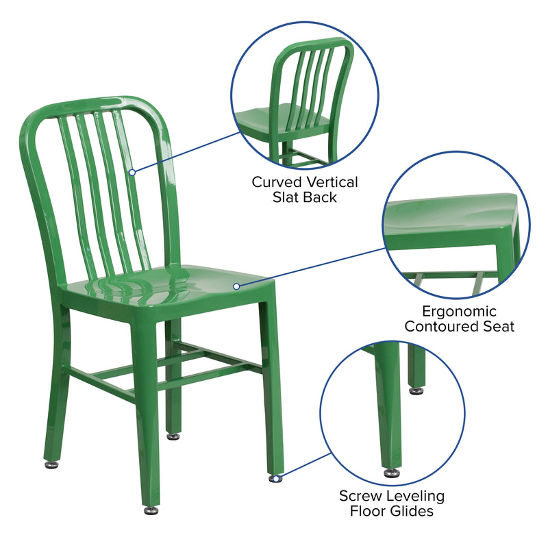 Commercial Grade Green Metal Indoor-Outdoor Chair