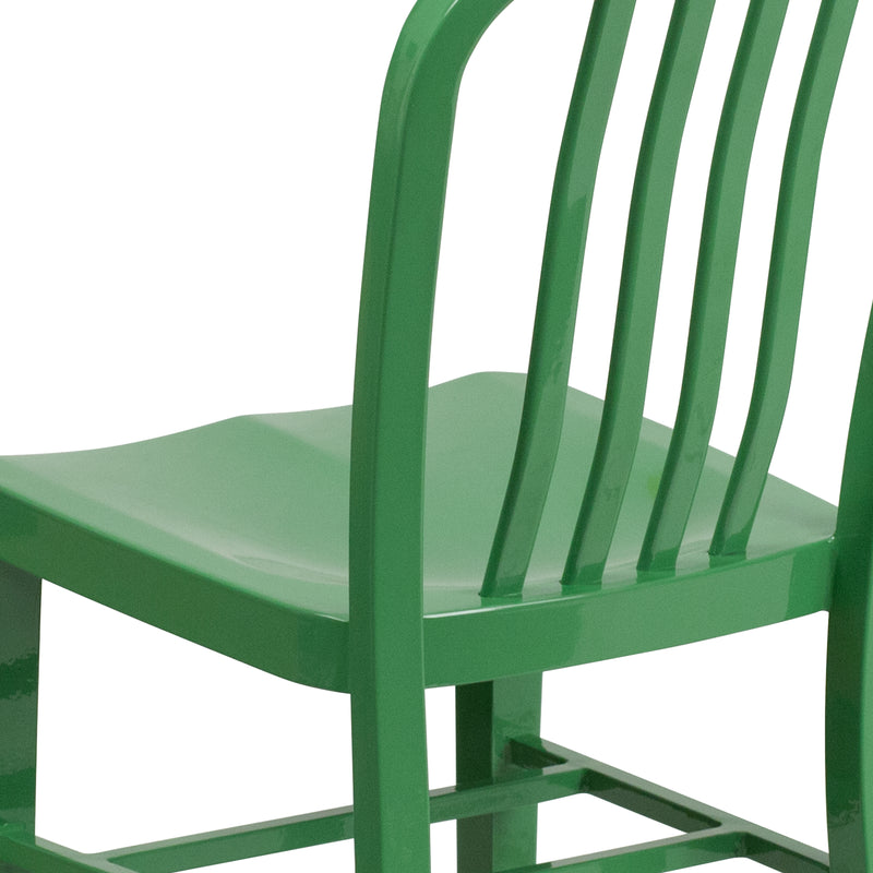 Commercial Grade Green Metal Indoor-Outdoor Chair