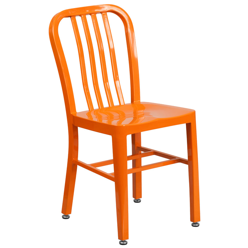 Commercial Grade Orange Metal Indoor-Outdoor Chair