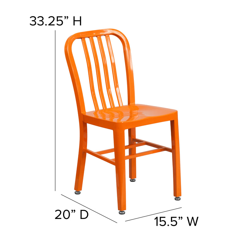 Commercial Grade Orange Metal Indoor-Outdoor Chair