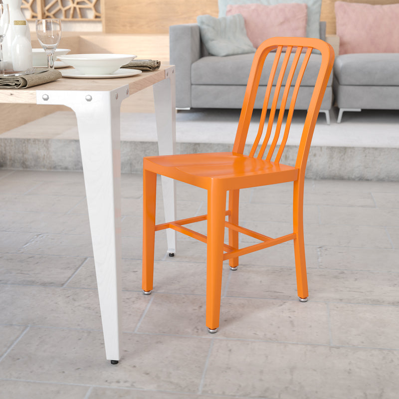 Commercial Grade Orange Metal Indoor-Outdoor Chair