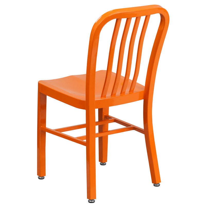 Commercial Grade Orange Metal Indoor-Outdoor Chair