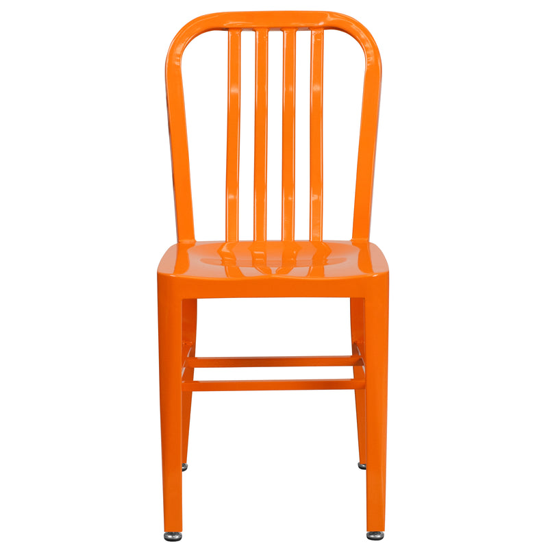 Commercial Grade Orange Metal Indoor-Outdoor Chair