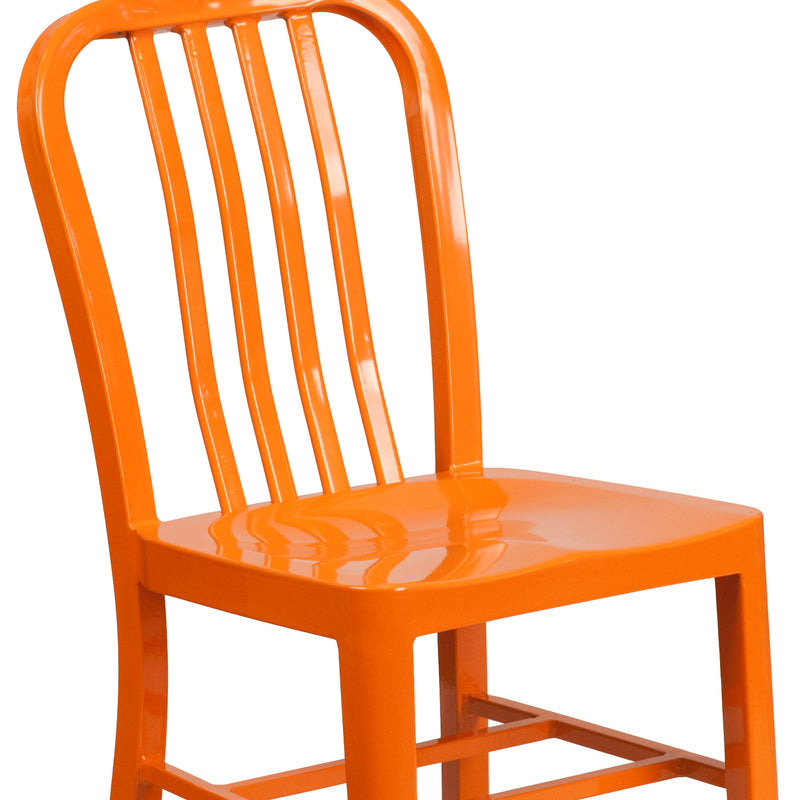 Commercial Grade Orange Metal Indoor-Outdoor Chair