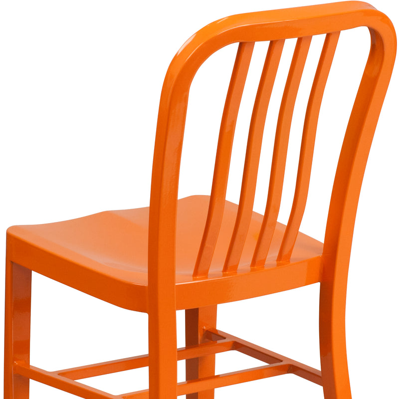 Commercial Grade Orange Metal Indoor-Outdoor Chair