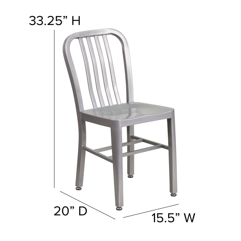 Commercial Grade Silver Metal Indoor-Outdoor Chair