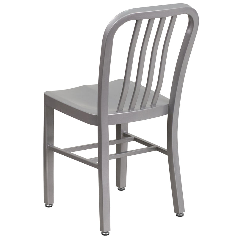 Commercial Grade Silver Metal Indoor-Outdoor Chair