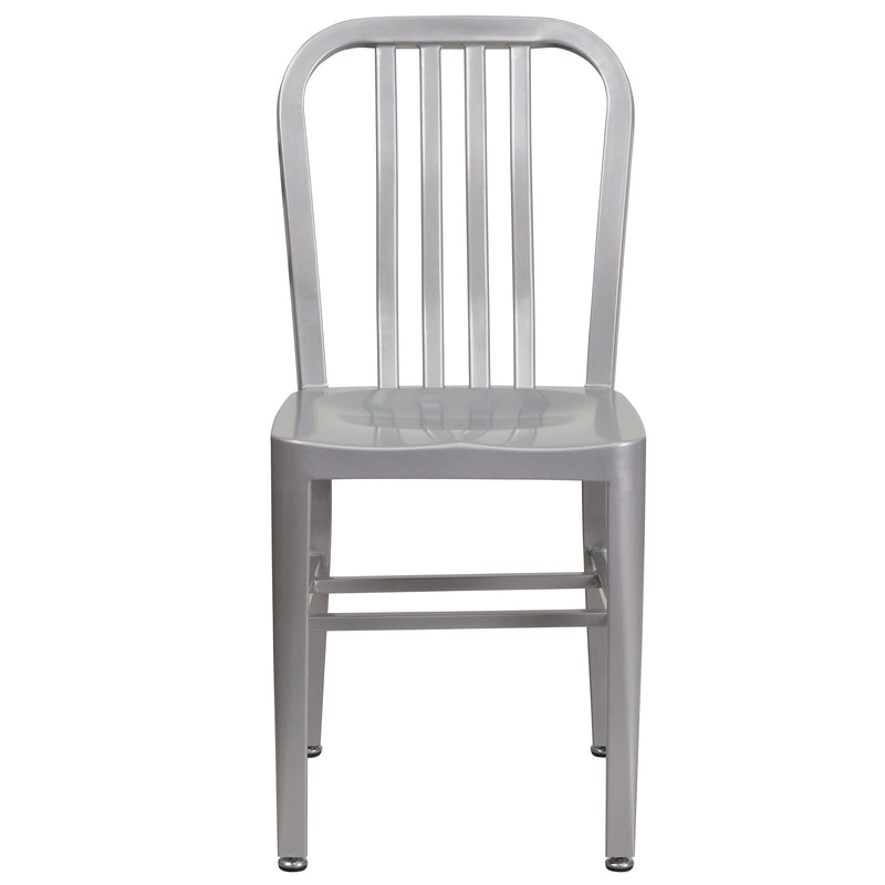 Commercial Grade Silver Metal Indoor-Outdoor Chair