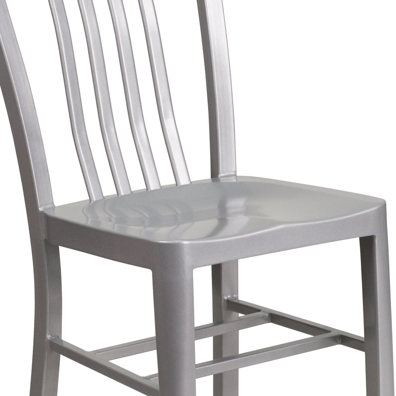 Commercial Grade Silver Metal Indoor-Outdoor Chair