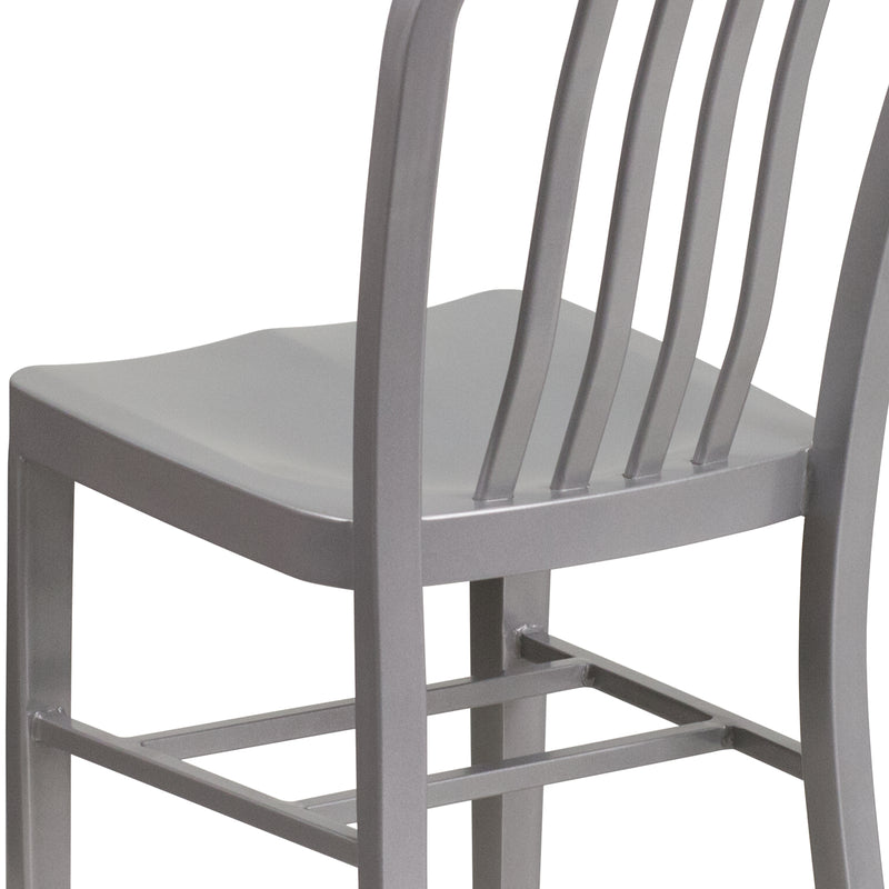 Commercial Grade Silver Metal Indoor-Outdoor Chair