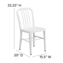 Commercial Grade White Metal Indoor-Outdoor Chair