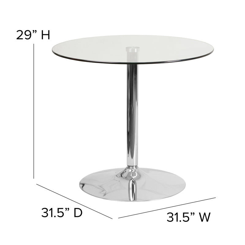 31.5'' Round Glass Table with 29''H Chrome Base