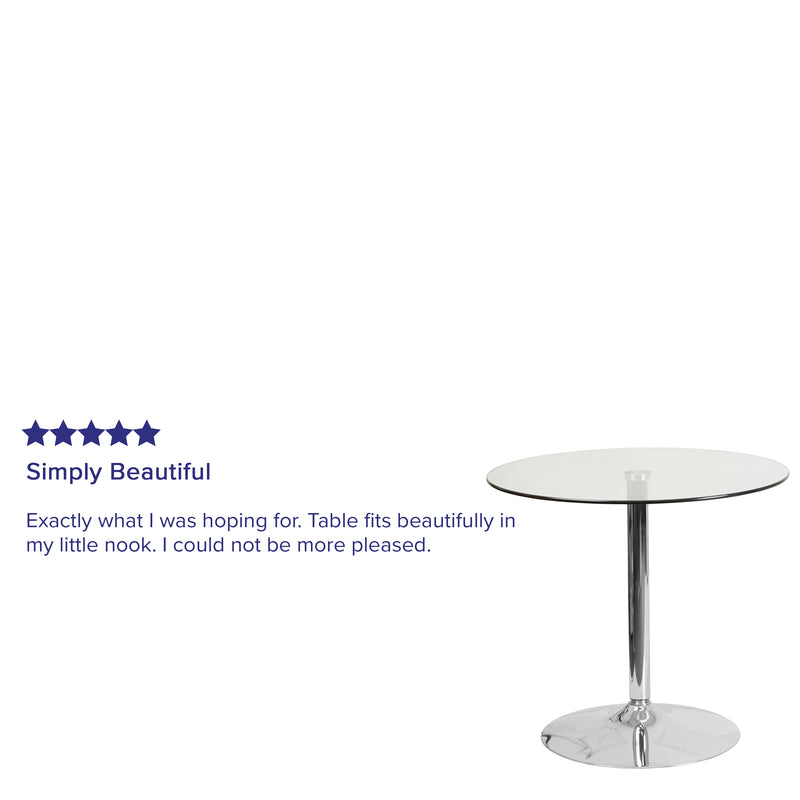 31.5'' Round Glass Table with 29''H Chrome Base